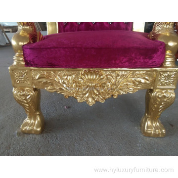 hotel furniture gold frame wood king queen throne